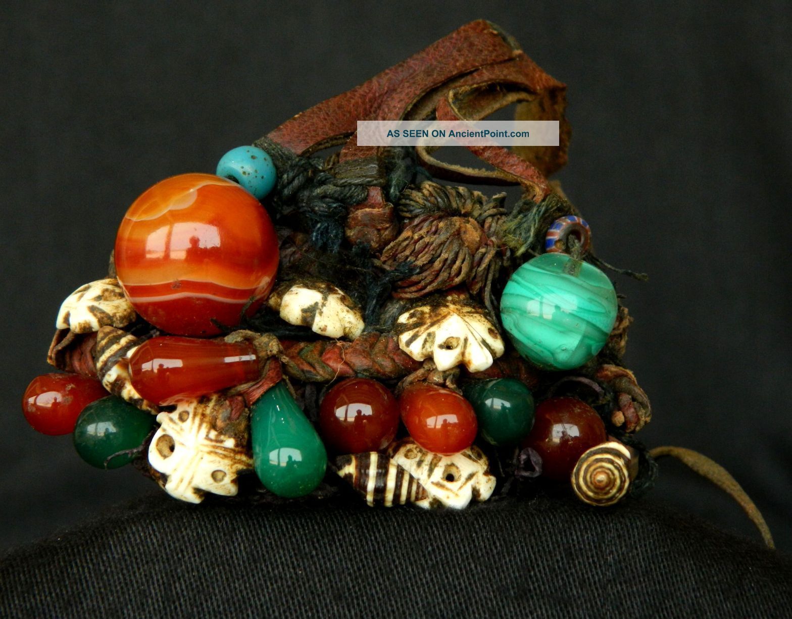 Saharian Hair Adornment Ancient Traditional Moorish Leather,  Beads Jewelry photo