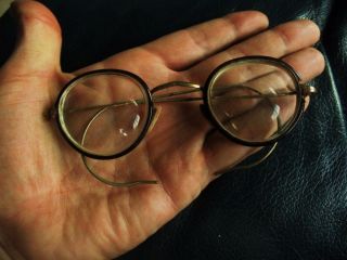 Antique British Eyeglasses With Carton Box,  Gold Colored Frame photo