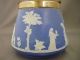 Vintage James Dudson Brothers Blue White Jasperware Pottery Biscuit Barrel Other Antique Home & Hearth photo 4