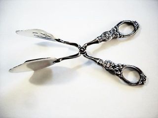 Vintage Sterling Silver Handle Cake Pastry Scissor Serving Tongs photo
