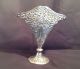 Vintage Ornate Silverplate Silver Plate Floral Scroll Pierced Filigree Fan Vase Vases & Urns photo 2
