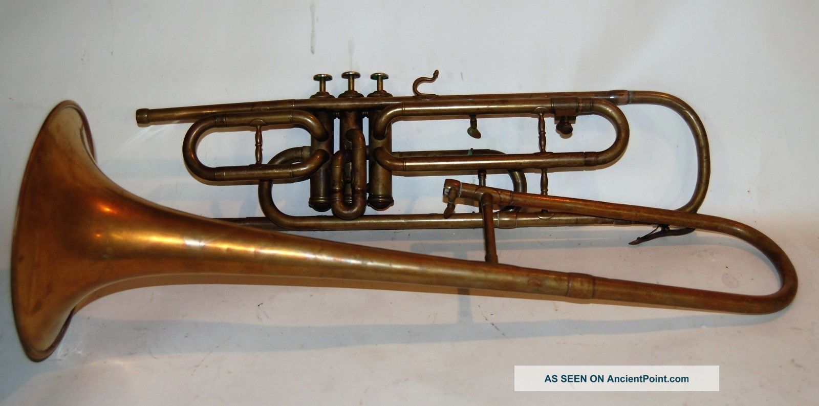 Valve Trombone By Henry Pourcelle 1910 ' S Made In France Imported By Bruno Brass photo