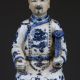 Chinese Blue And White Handwork Emperor Holding A Green Wishful Statues G265 Other Antique Chinese Statues photo 2