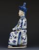 Chinese Blue And White Handwork Emperor Holding A Green Wishful Statues G265 Other Antique Chinese Statues photo 4