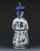 Chinese Blue And White Handwork Emperor Holding A Green Wishful Statues G265 Other Antique Chinese Statues photo 5