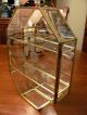 Vtg Glass & Brass Mirror Back Wall Display Case W/rose Floral Etching On Door Display Cases photo 2
