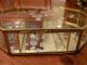 Vtg Glass & Brass Mirror Back Wall Display Case W/rose Floral Etching On Door Display Cases photo 5