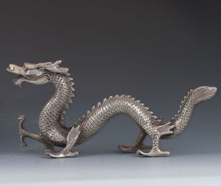 Chinese Cupronickel Hand - Carved Dragon Statue photo