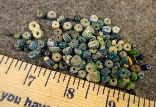(10) Tellico Plains Trade Beads Cherokee Blue Green Venetian Glass 1700 photo