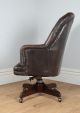 Antique Georgian Mahogany Brown Leather Bucket Office Desk Swivel Armchair Chair 1900-1950 photo 9