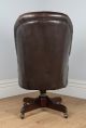 Antique Georgian Mahogany Brown Leather Bucket Office Desk Swivel Armchair Chair 1900-1950 photo 10