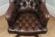Antique Georgian Mahogany Brown Leather Bucket Office Desk Swivel Armchair Chair 1900-1950 photo 4