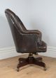 Antique Georgian Mahogany Brown Leather Bucket Office Desk Swivel Armchair Chair 1900-1950 photo 8
