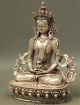 Tibet Buddhist Silver Amitayus Longevity God Goddess Guanyin Buddha Statue Buddha photo 2
