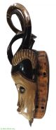 Guro Mask Horned With Bird On Top White Face African Art Was $190.  00 Masks photo 3