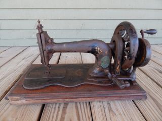 Very Rare Singer Hand - Cranked Silbeberg Sewing Machine For Restoration Or Parts photo
