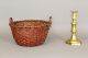 An Extremely Rare Early 19th C Splint Basket Best Untouched Red Paint Primitives photo 1
