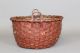 An Extremely Rare Early 19th C Splint Basket Best Untouched Red Paint Primitives photo 2