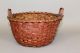 An Extremely Rare Early 19th C Splint Basket Best Untouched Red Paint Primitives photo 5