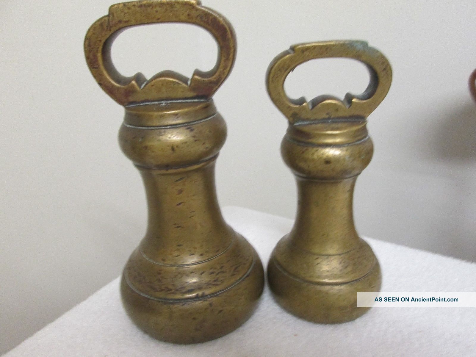 2 X Large Antique Brass Bell Weights Victorian (7lb & 4lb) Doorstops Other Antique Architectural photo