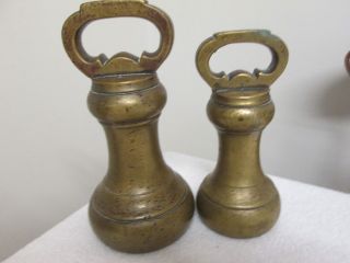 2 X Large Antique Brass Bell Weights Victorian (7lb & 4lb) Doorstops photo