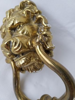 Antique Traditional Victorian Solid Brass Lion Head Door Knocker photo