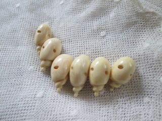 6 Antique Buttons From Hand Carved From Bone/snail/france photo