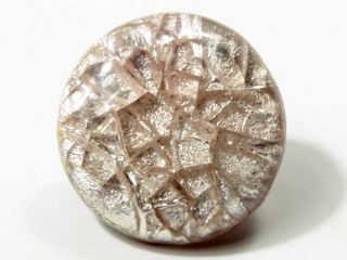 15mm Bohemian Czech Antique Elaborate Silver Foil Art Glass Button Rosette Shank photo