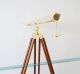 Vintage Marine Navy Double Barrel Brass Telescope W/ Floor Tripod Stand Telescopes photo 1