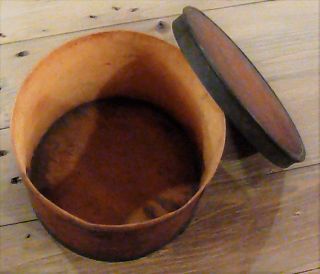 Antique Brown Wooden Primitive Storage Spice Box Bucket W/lid photo