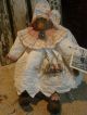 Primitive Snowman Easter Doll Quilt,  Old Rhinestone Button,  Folk Art Snow Doll Primitives photo 3