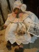 Primitive Snowman Easter Doll Quilt,  Old Rhinestone Button,  Folk Art Snow Doll Primitives photo 6