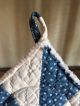 Early Antique Blue Calico Star Quilt Textile Pot Holder Make Do Aafa Handmade Primitives photo 2