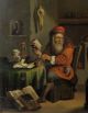 Antique 19thc Tin Oil Painting 15thc Alchemist,  Pharmacist Chemistry Laboratory Other Antique Apothecary photo 3