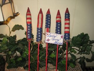 Patriotic American Handmade Fabric Bottle Rocket Ornies Bowl Fillers Home Decor photo