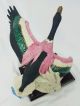 Gieuseppe Armani Marked Marzia Goose Porcelain Figurine Pink & Green Figurines photo 5