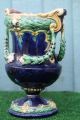 19thc Large Majolica Vase With Intricate Flowers & Leaf Decoration C1880s Vases photo 4