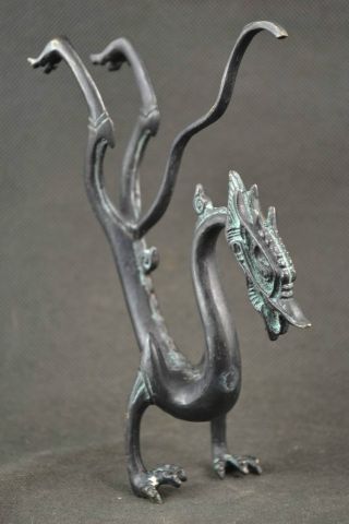 Decorated Bronze Carve Upside - Down Lifelike Dragon Rare Lucky Auspicious Statue photo