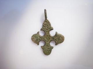 Ancient Rare Like Lily Cross Pendant Viking Kievan Rus 10 - 12 Century Ad photo