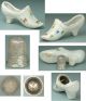 Antique Hand Painted Porcelain Thimble Shoe Sterling Silver Child ' S Thimble Thimbles photo 1