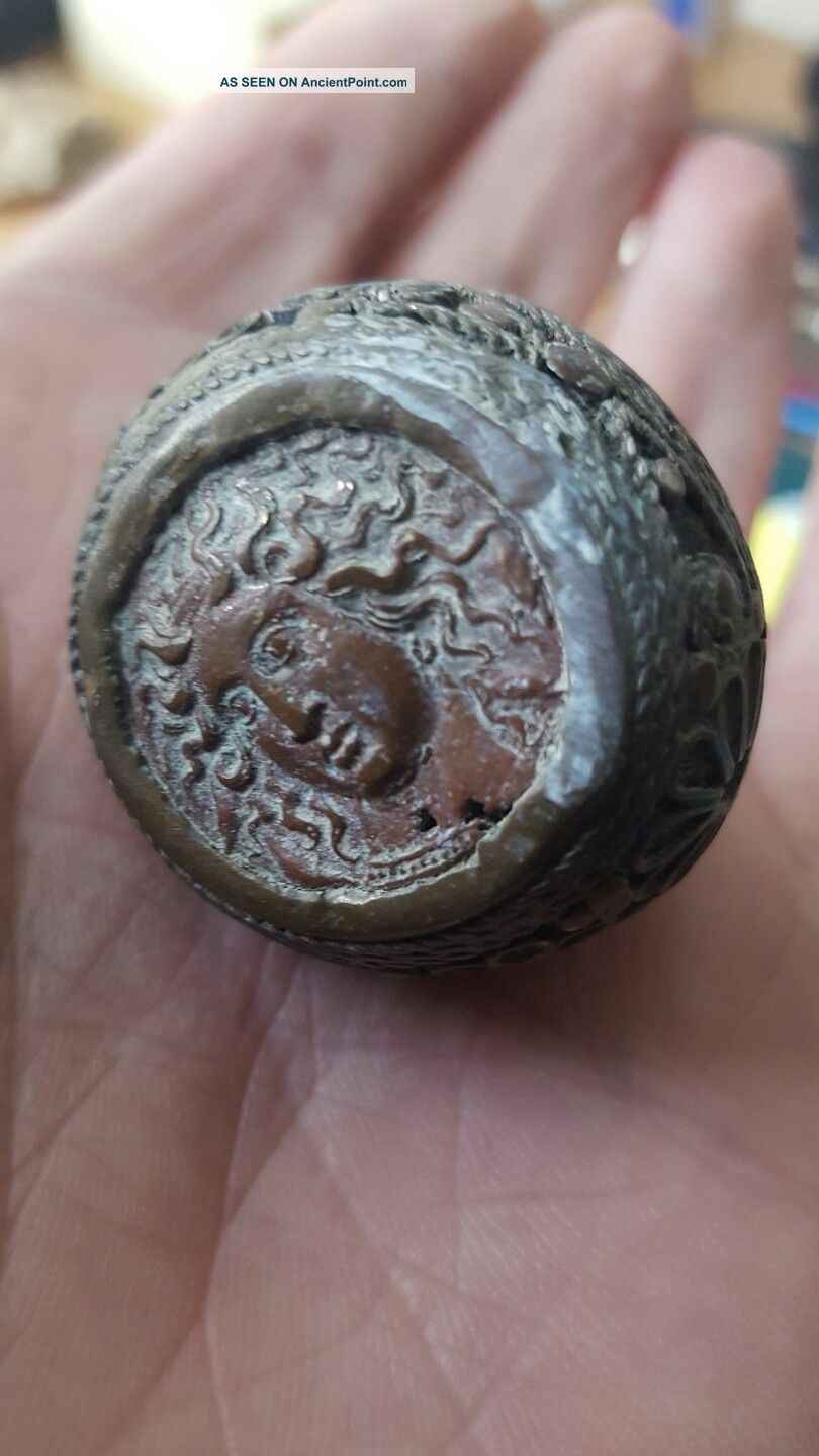 Massive Bronze Medusa Coin Ring Roman photo