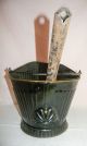 Vintage Black Metal Coal Bucket Ash Bucket With Handle And Shovel Hearth Ware photo 4