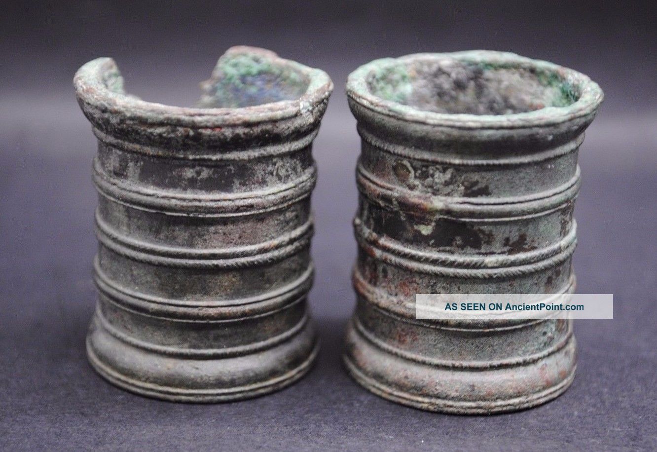 Two Ancient Roman Bronze Military Ink Wells Roman photo