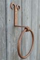 Curled Top Aged Copper Wrought Iron Towel Ring Holder Folk Art Primitive Ctc1 Hooks & Brackets photo 1