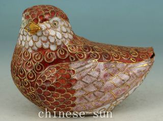 Fine Asian Chinese Old Cloisonne Handmade Painting Bird Statue Home Decoration photo
