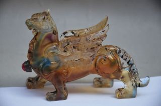 Exquisite Chinese Coloured Glaze Hand Carved Tiger Snuff Bottle photo
