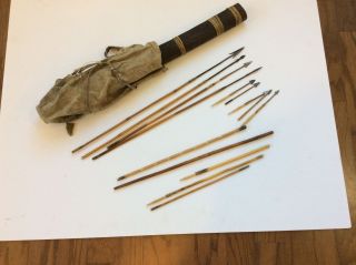 Old Antique Amazon South American Bark Quiver And Arrows No Sword Spear photo
