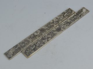 Collectible Old Tibet Silver Carving 12 Zodiac Papiergewicht Bookmark photo