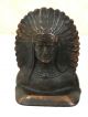 Authentic 1929 Antique Cast Iron Indian Head Bookends Sachem Rare Listed Pair Metalware photo 1