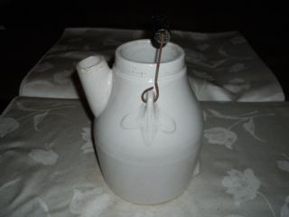 Vintage Glazed Stoneware Batter Pitcher W/handle Approx.  9.  5 